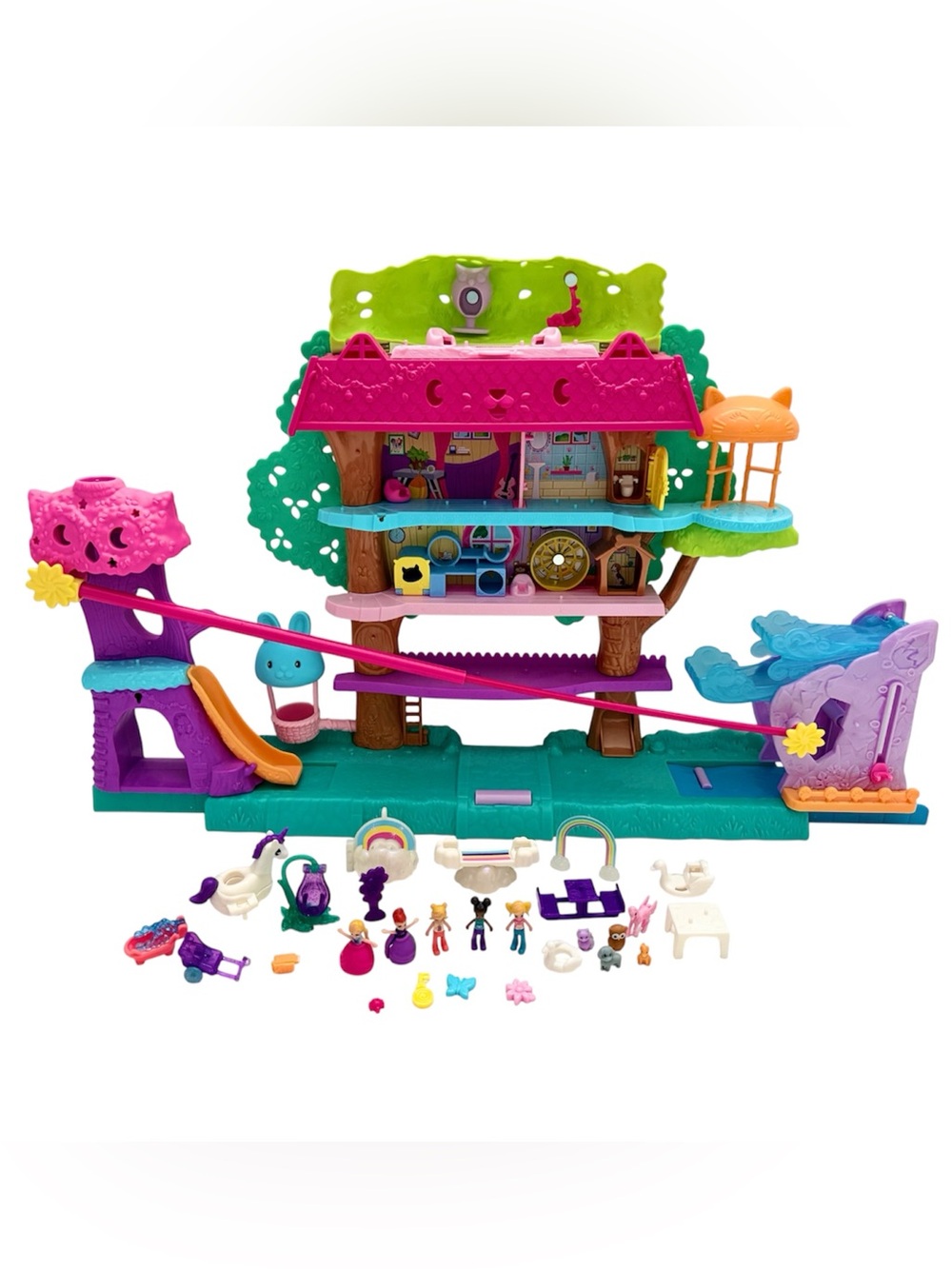 Polly Pocket Doll House - Dolls, Toy Car, Furniture & Pets - more included ⬇️
